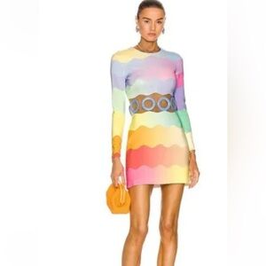 Casablanca rainbow wave cut out mini dress
